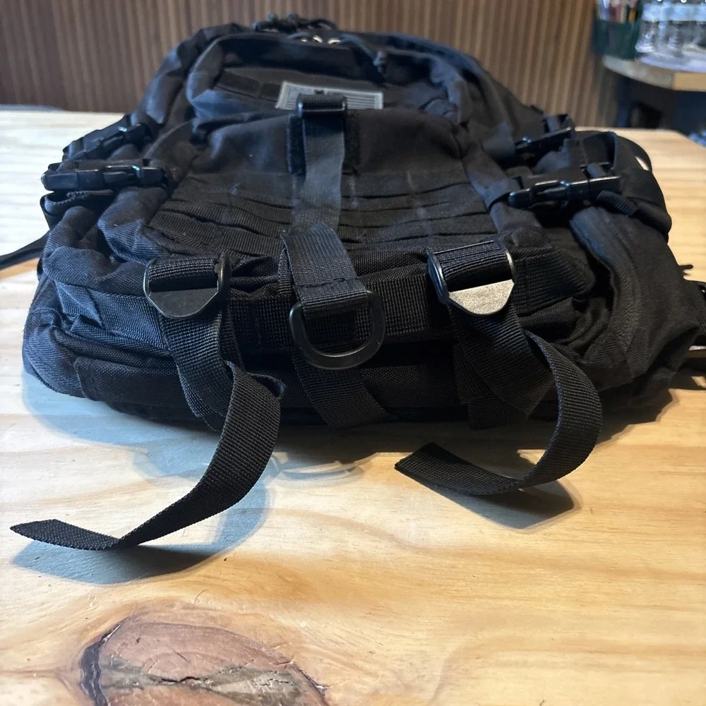 Black Military Tactical Backpack USA Patch Preowned Very Good Unbranded